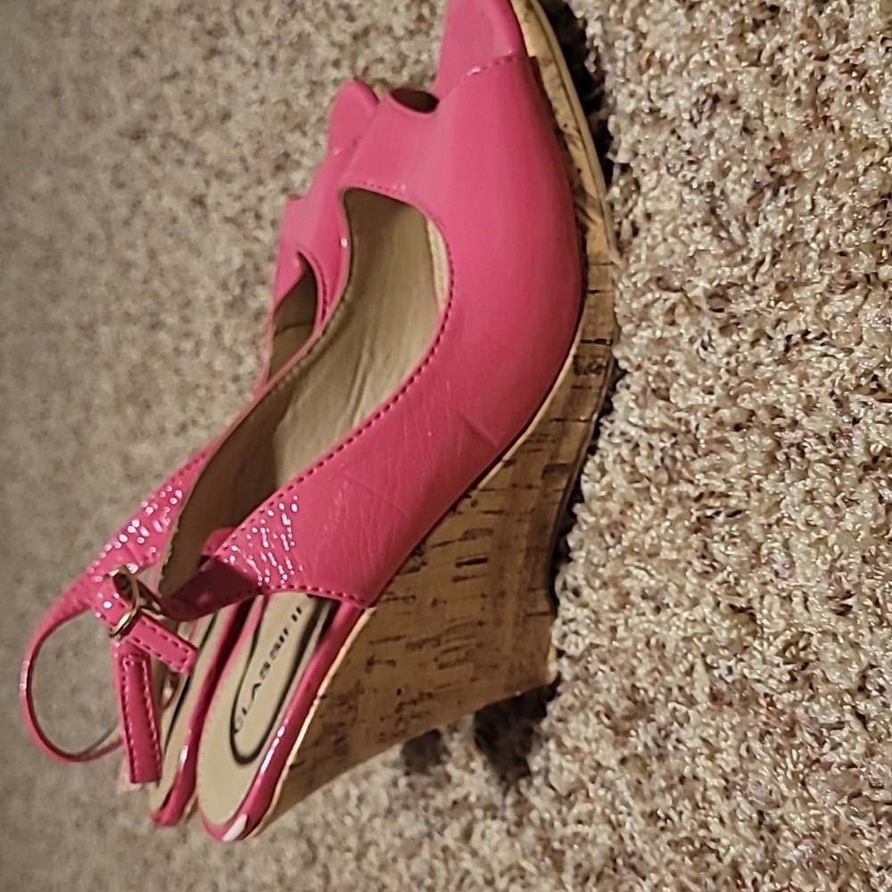 Women's hot pink 4 inch wedges